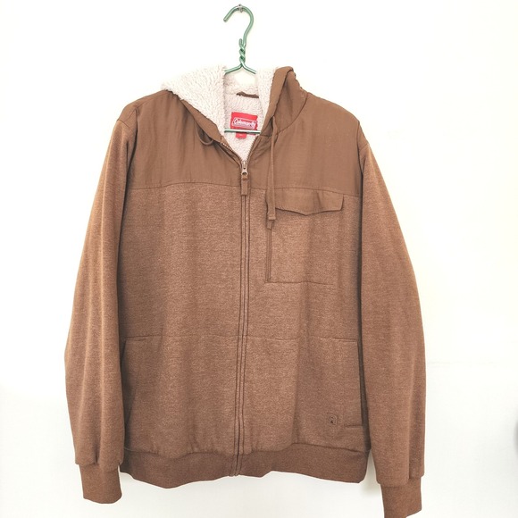 Coleman Other - Coleman Mens Brown Sherpa Lined Full Zip Hoodie Jacket XL Mixed Media Outdoor